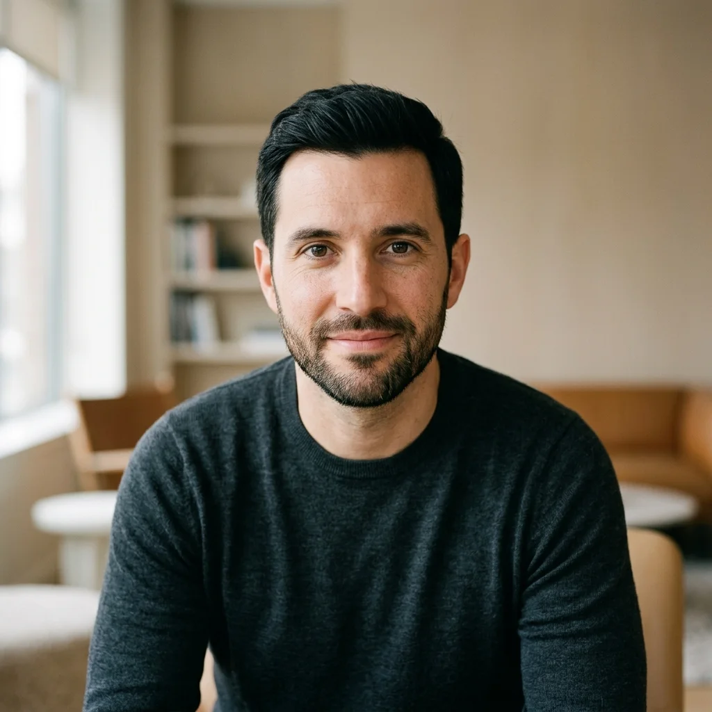 Portrait de Karim Belhadj, journaliste spécialisé en communication d'entreprise